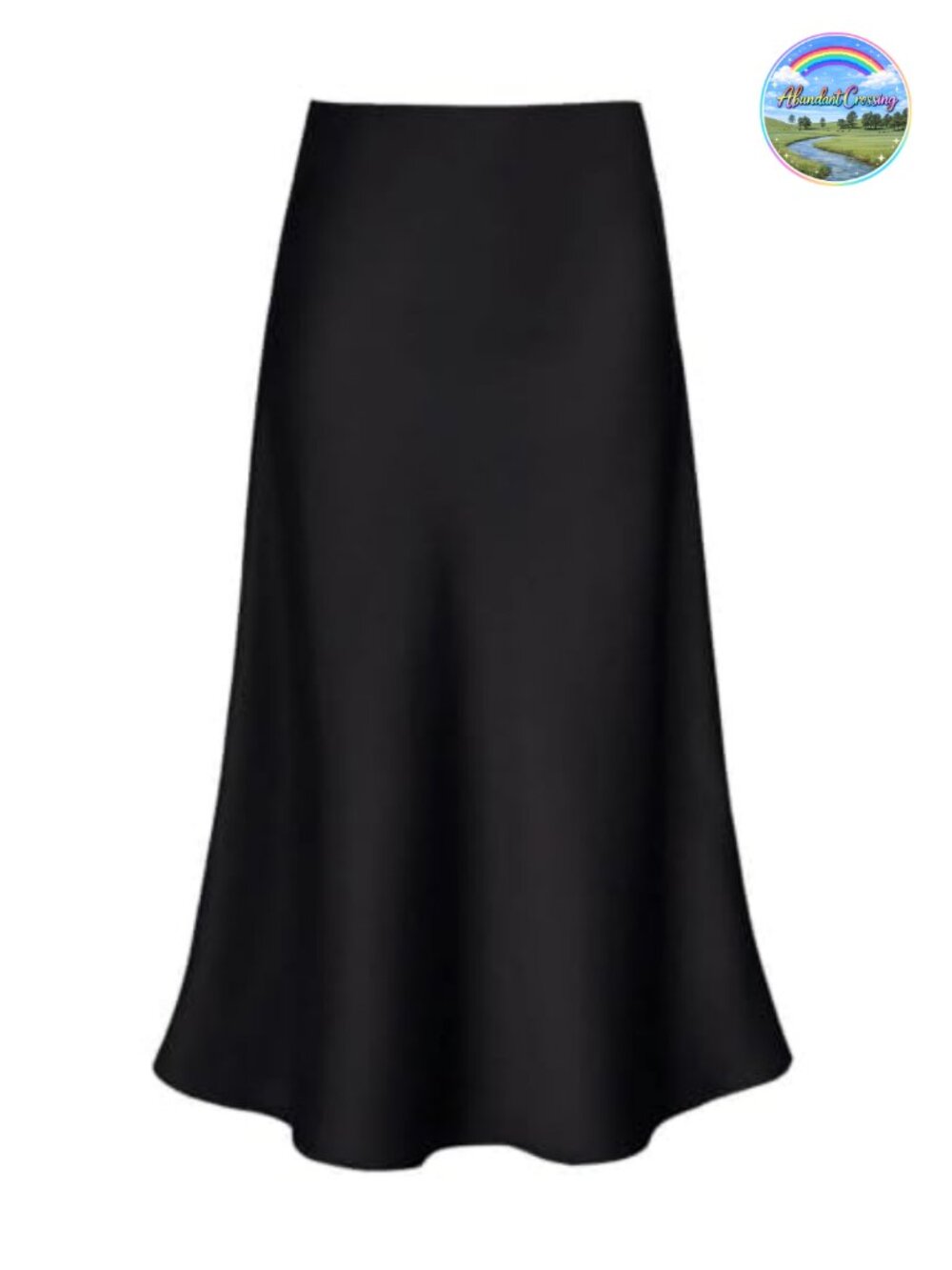 Satin A-Line Midi Skirt High Waisted Fishtail Ruffle Flared Hem